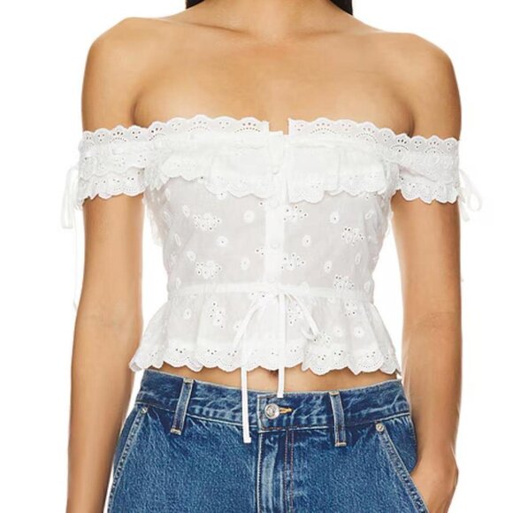 For Love And Lemons Tops - For Love and Lemons Marlowe Top in White Medium BNWT